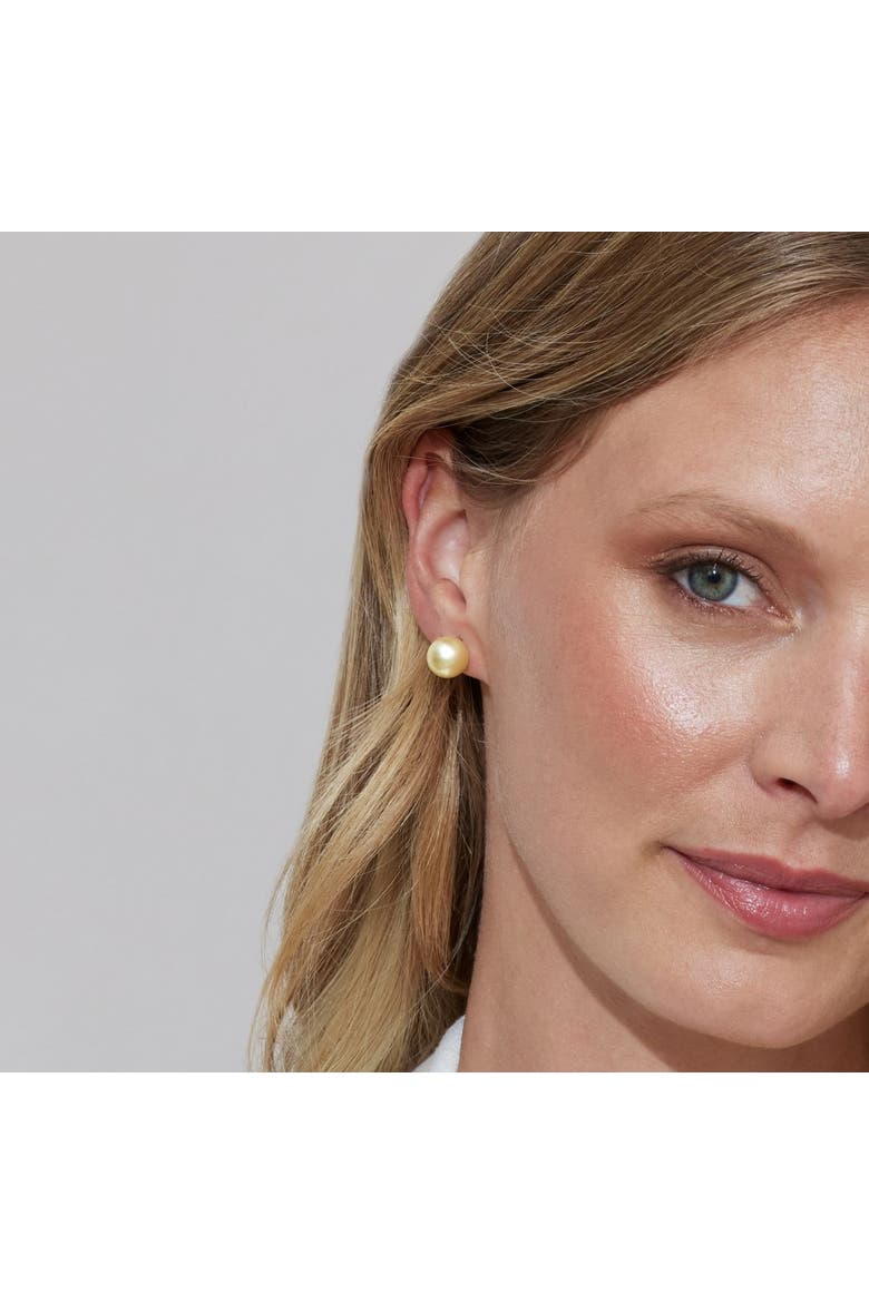 10mm Golden South Sea Round Pearl Stud Earrings, Alternate, color, Yellow Gold