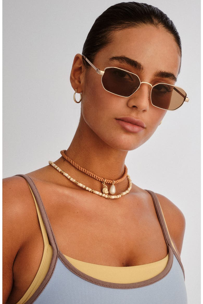 Mythic 57mm Square Sunglasses, Alternate, color, GOLD / LIGHT BROWN MONO