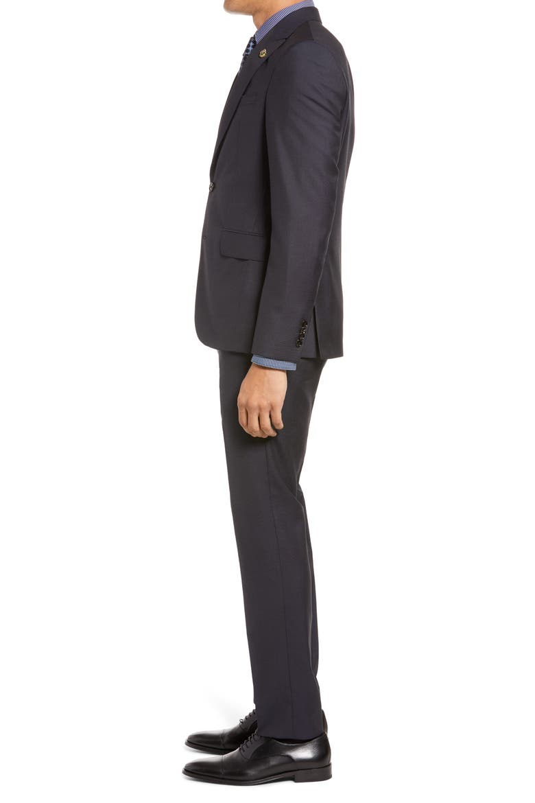 Robbie Slim Fit Micro Dot Wool & Silk Suit, Alternate, color, NAVY