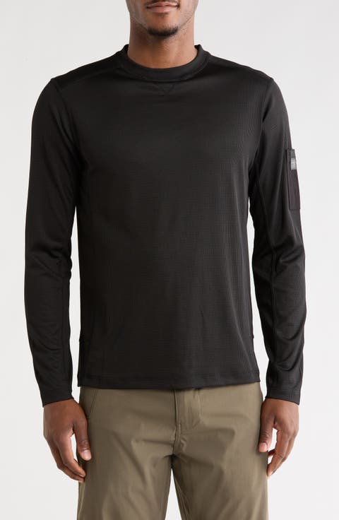 Grid Jacquard Long Sleeve T-Shirt