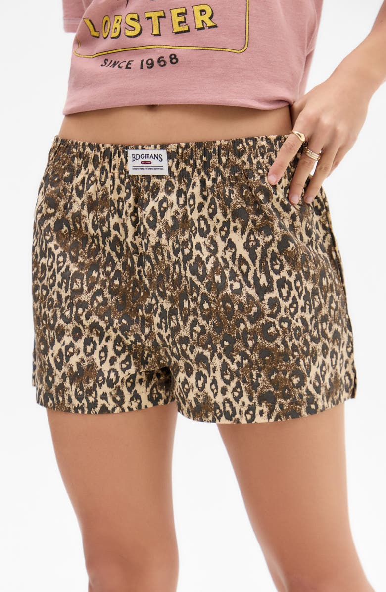 BDG Urban Outfitters Leopard Print Cotton Boxer Shorts, Alternate, color, 