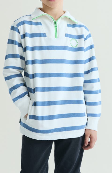 Kids Striped Sweatshirt with Polo Collar