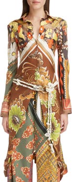 Chloé Caravan Print Silk Tunic Shirt