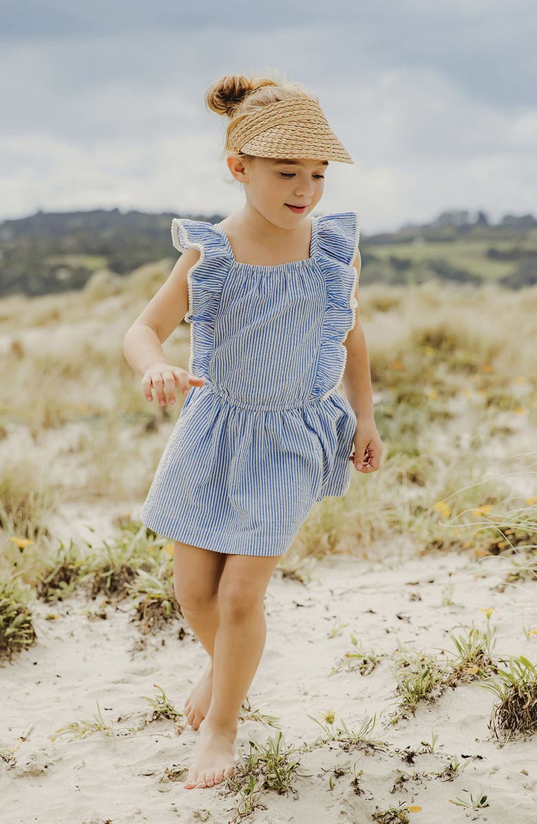 Snapper Rock Kids' Flutter Sleeve Cotton Seersucker Sundress, Alternate, color,