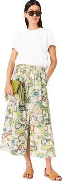 maje Printed maxi skirt with shorts