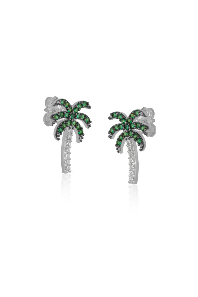 Palm Tree Sterling Silver Stud Earring, Main, color, Silver