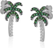 Spero London Palm Tree Sterling Silver Stud Earring