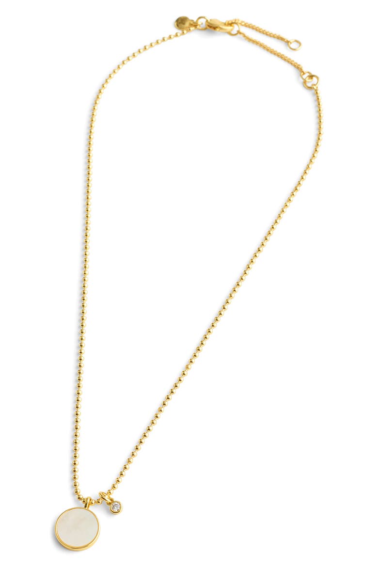Mother of Pearl Bezel Ball Chain Necklace, Main, color, MOTHER OF PEARL