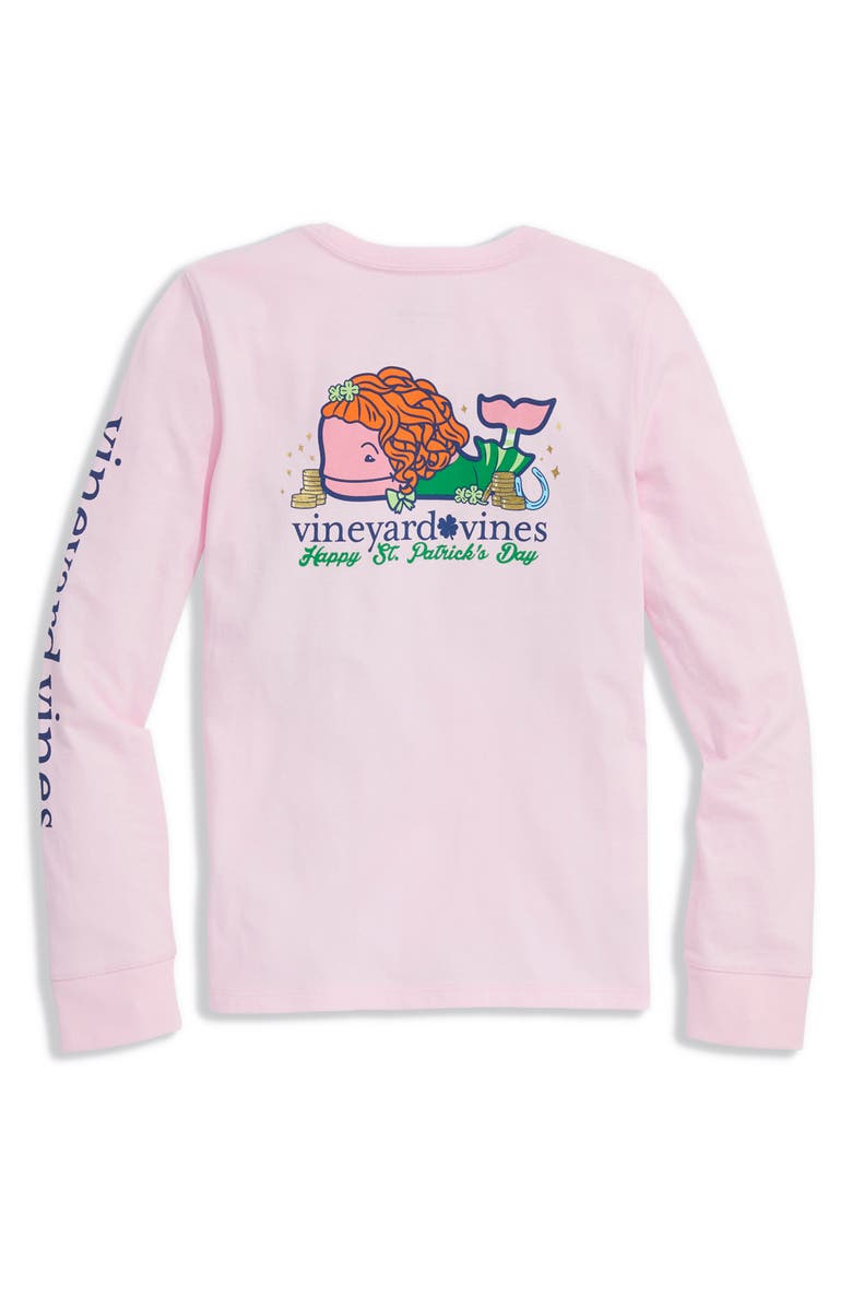 vineyard vines Kids' Whale Logo Pocket Long Sleeve Graphic T-Shirt, Alternate, color, Pink Drink