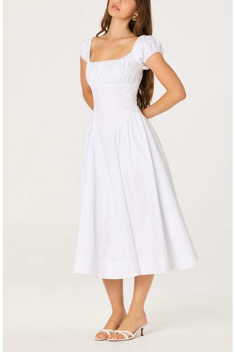 Adilene Cap Sleeve Midi Dress, Alternate, color, WHITE
