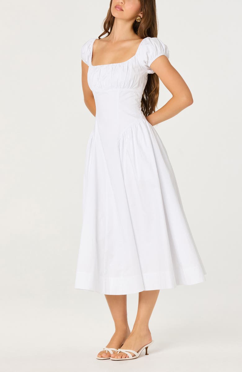 ASTR the Label Adilene Cap Sleeve Midi Dress, Alternate, color, White