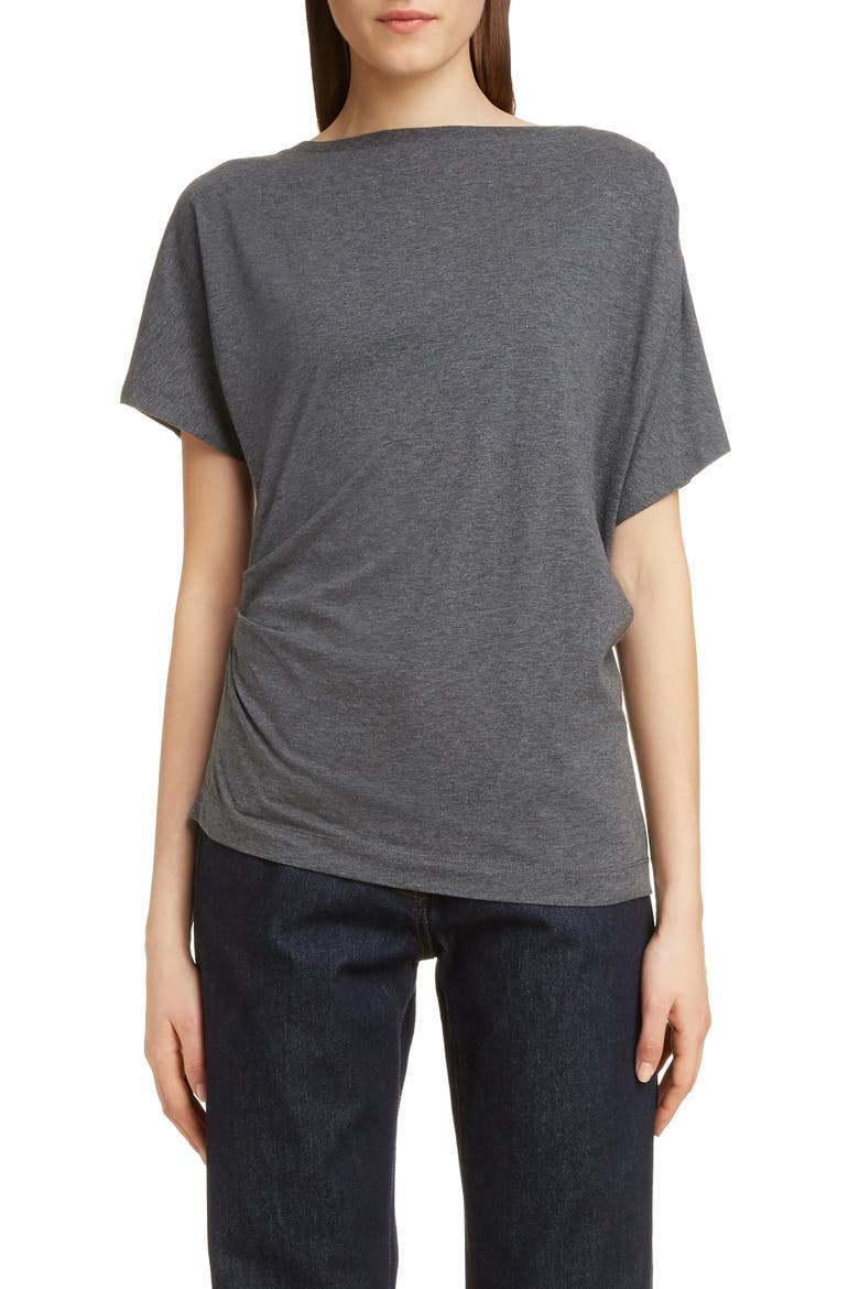 Heral Side Pleat Top, Main, color, GREY MEL