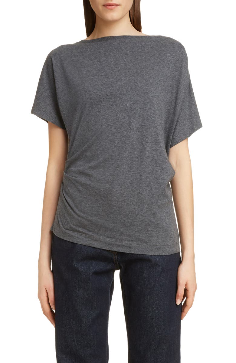 Dries Van Noten Heral Side Pleat Top, Main, color, Grey Mel