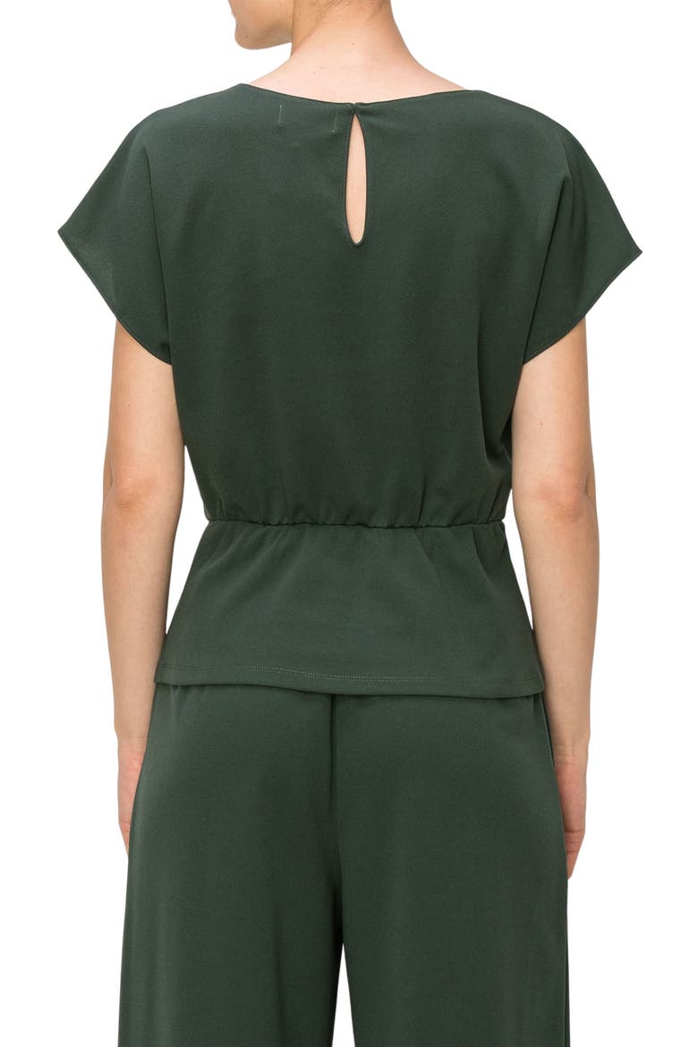 Short Sleeve Gathered Peplum Top, Alternate, color, OLIVE