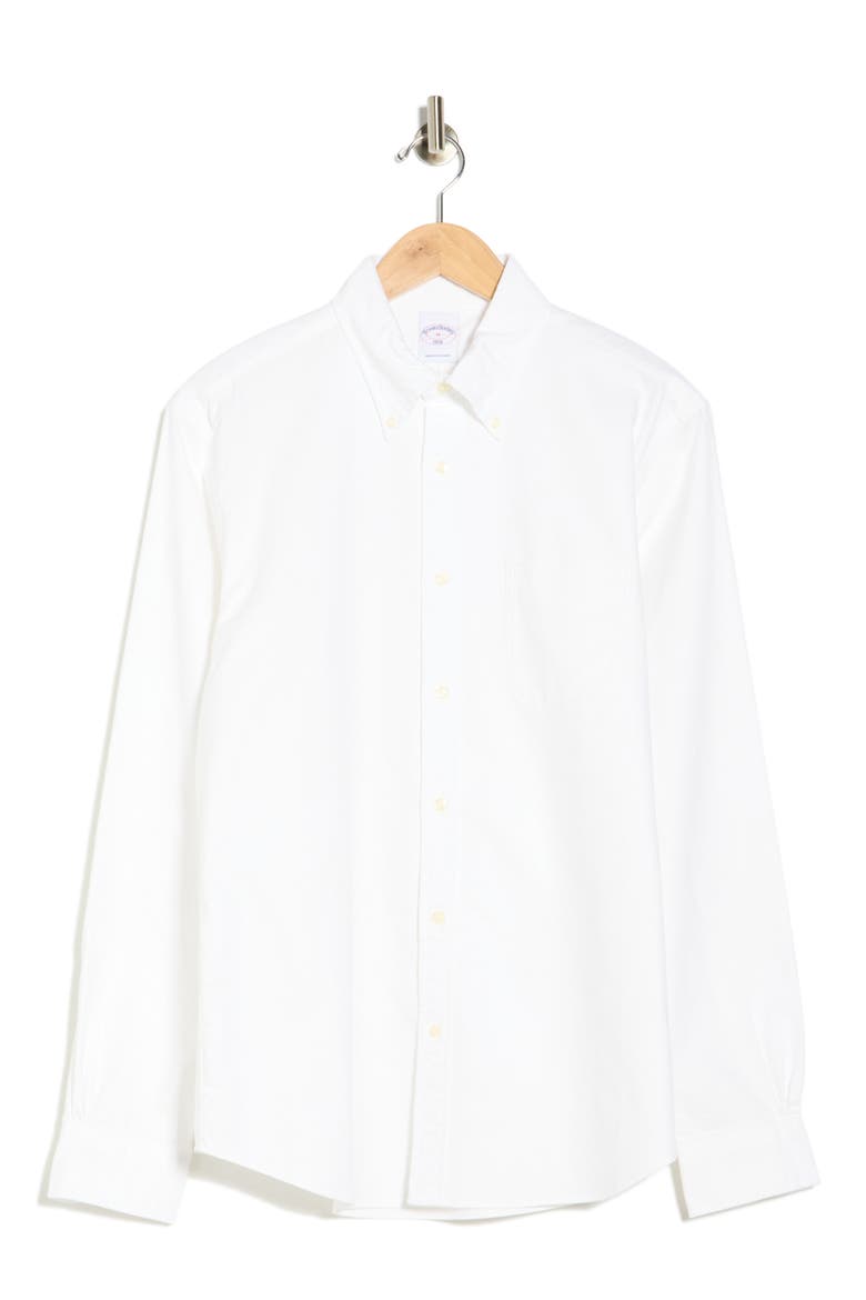 Oxford Long Sleeve Cotton Button-Down Shirt, Alternate, color, SOLID WHITE