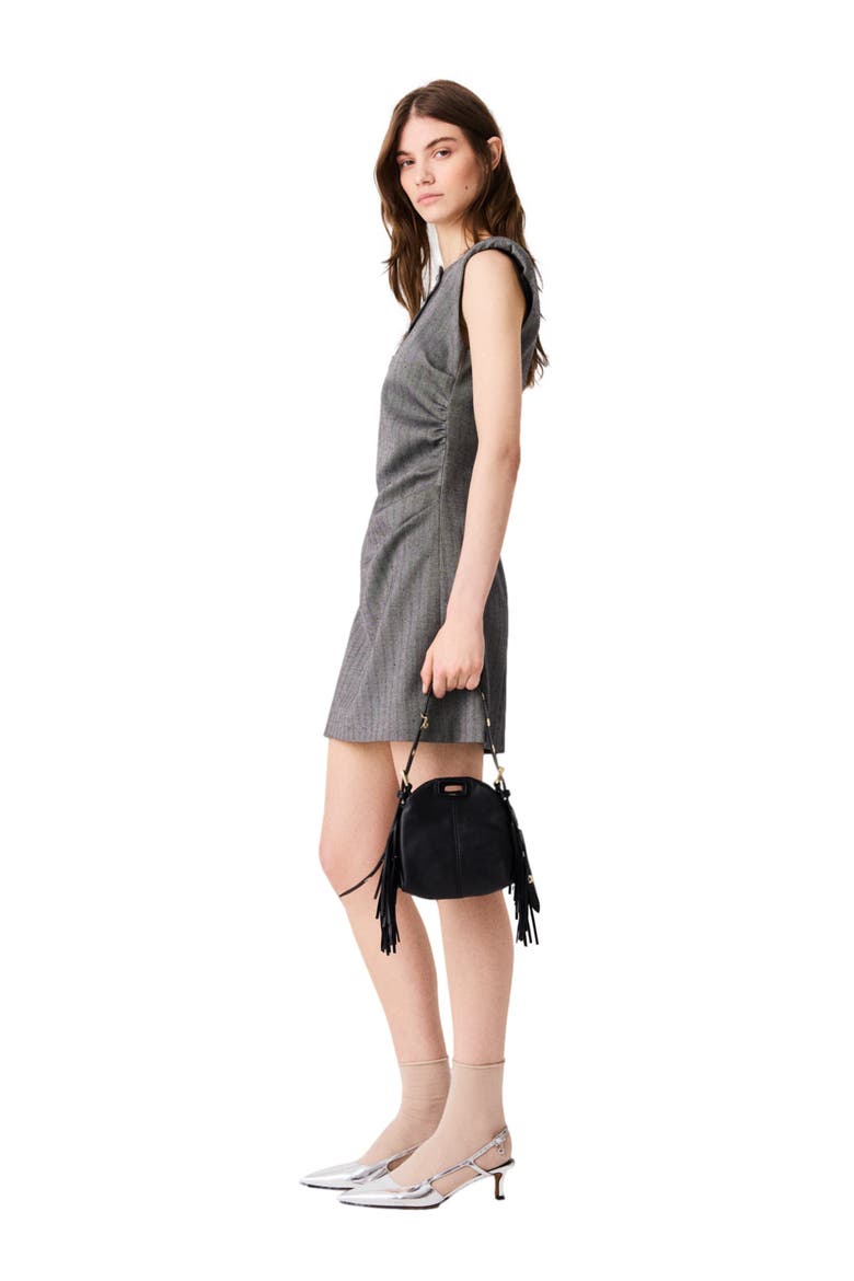 Short rhinestone tailored dress, Alternate, color, Grey