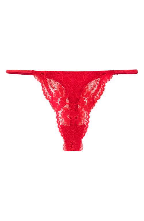Natori Fleur Lace Thong In Red