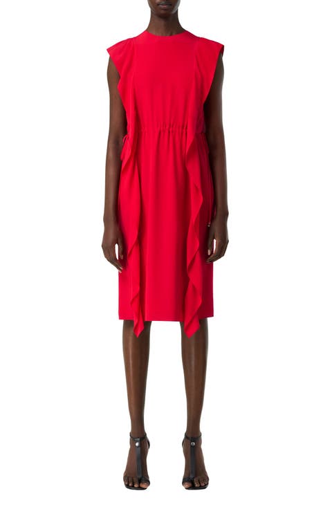 Kyle Ruffle Sleeveless Silk Crêpe de Chine Dress