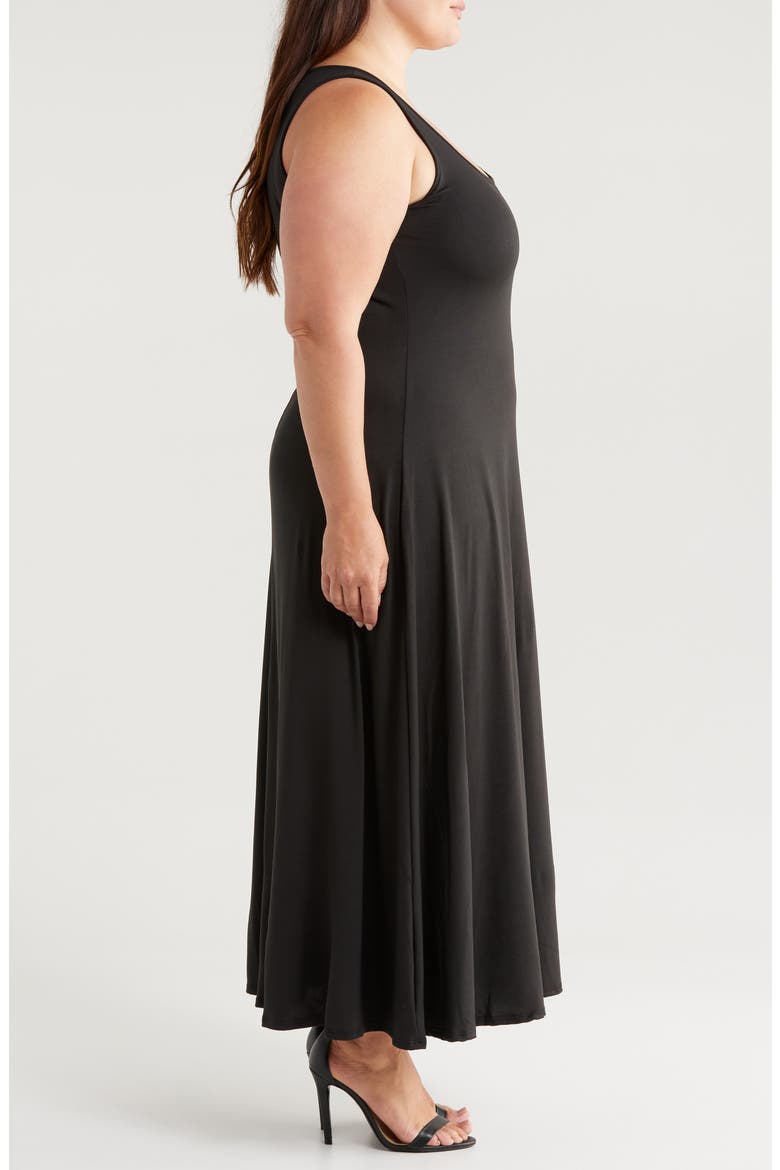 Stretch A-Line Tank Dress, Alternate, color, BLACK