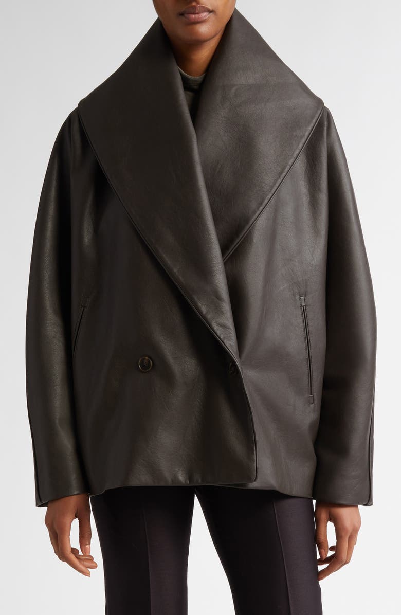 GIA STUDIOS Shawl Collar Faux Leather Jacket, Main, color,