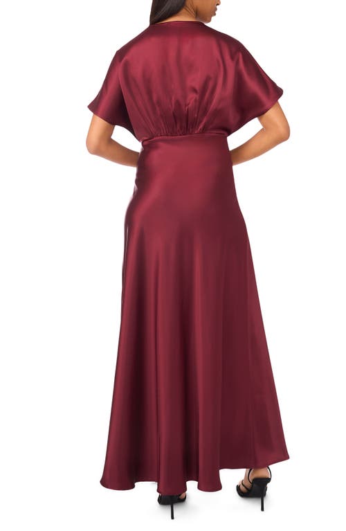 Cece Dolman Sleeve Satin Cocktail Midi Dress In Burgundy