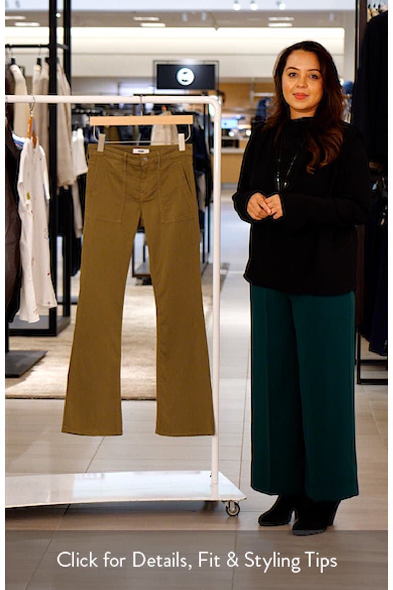 Vicky Patch Pocket Mid Rise Bootcut Sateen Pants video