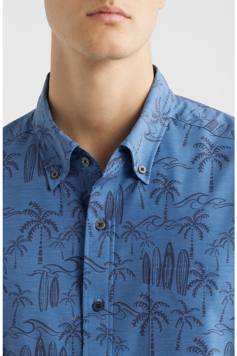 Surf Break Short Sleeve Button-Down Sport Shirt, Alternate, color, MOONLIGHT BLUE