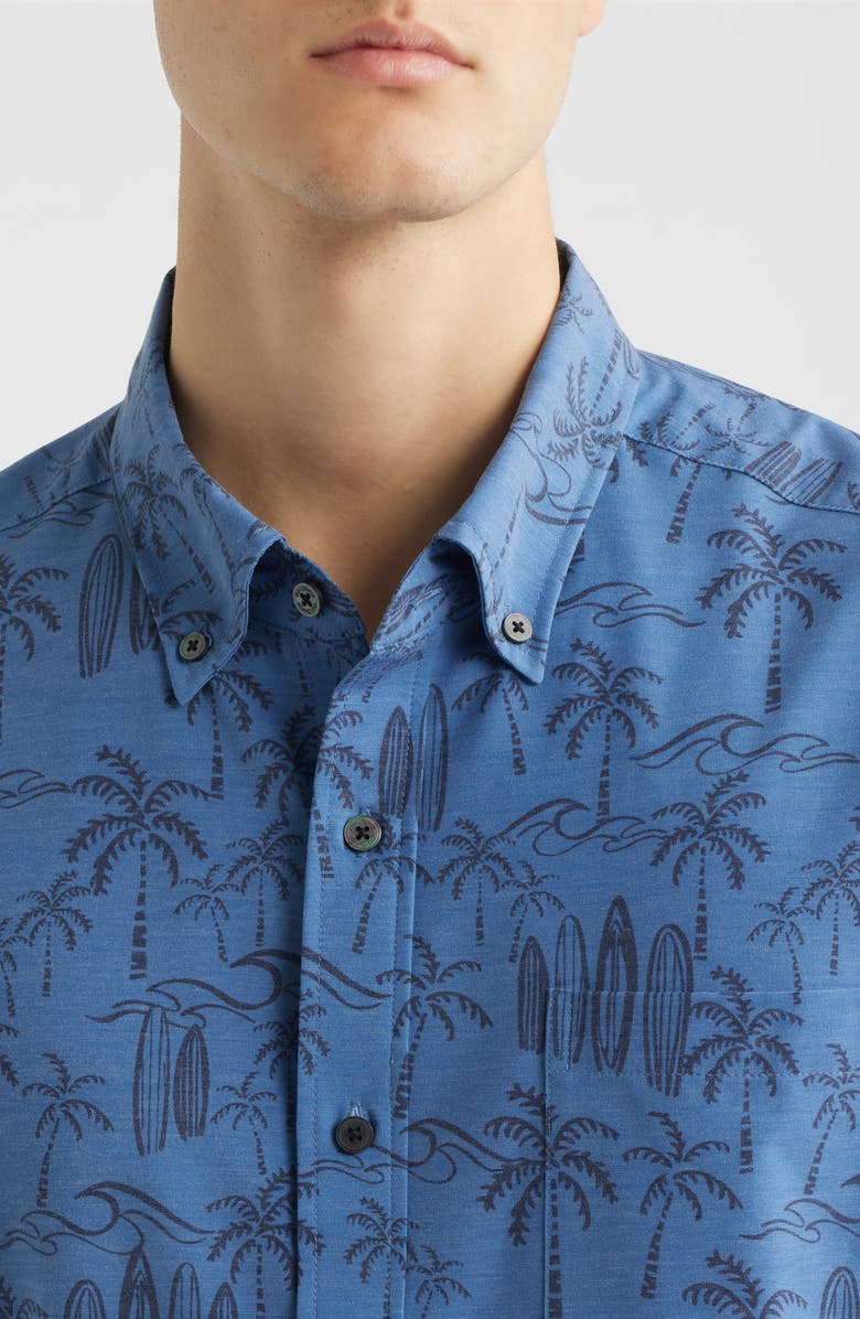 Reyn Spooner Surf Break Short Sleeve Button-Down Sport Shirt, Alternate, color, Moonlight Blue
