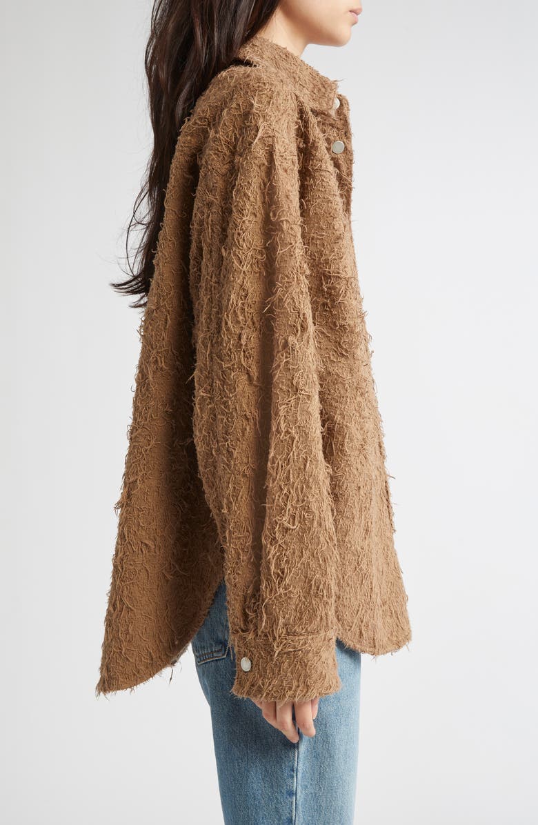 Haikure Belty Fur Denim Shirt Jacket, Alternate, color, Camel