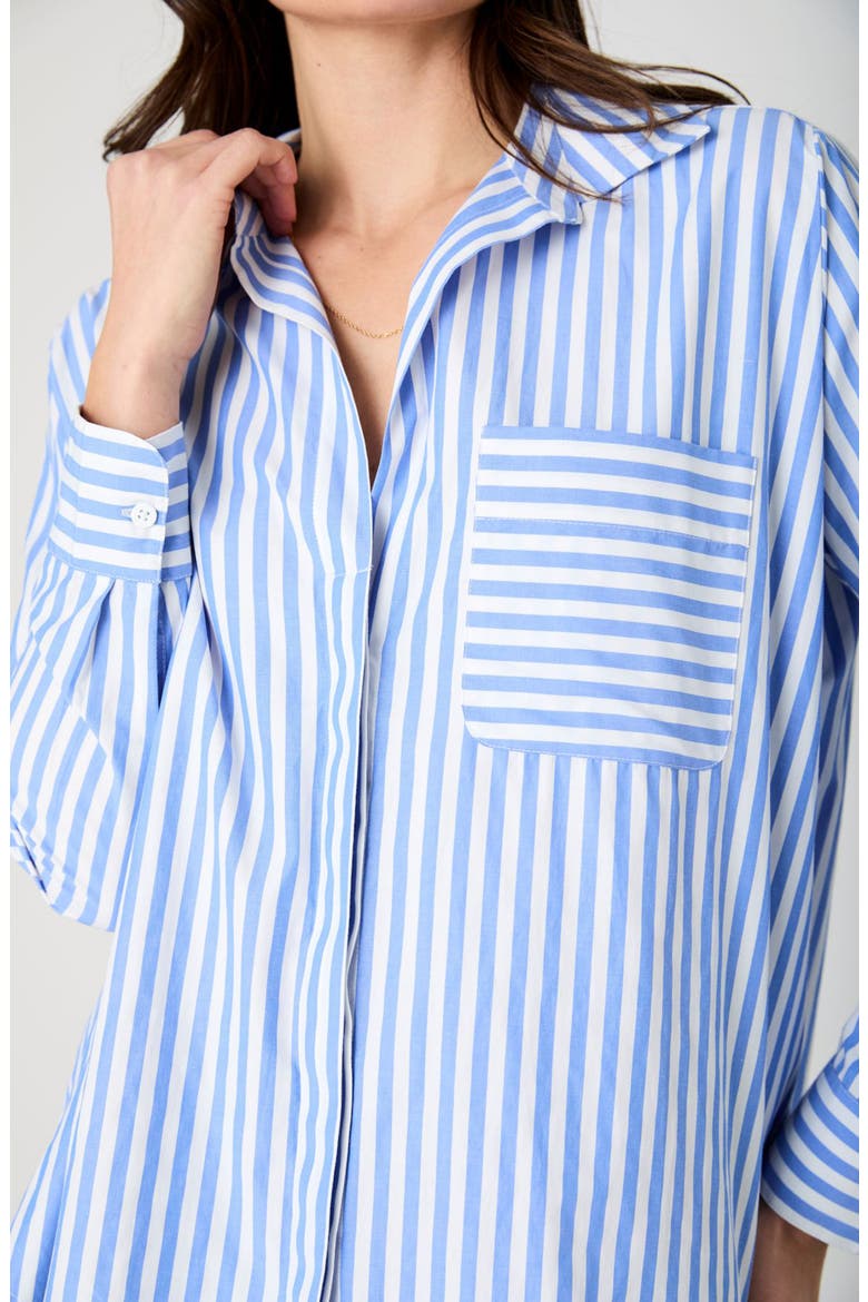 Stripe Relaxed Popover Shirt, Alternate, color, BLUE / LINEN