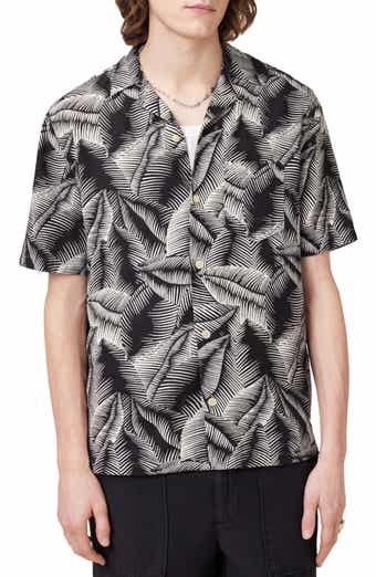AllSaints Marseille Short Sleeve Linen & Cotton Button-Up Camp Shirt
