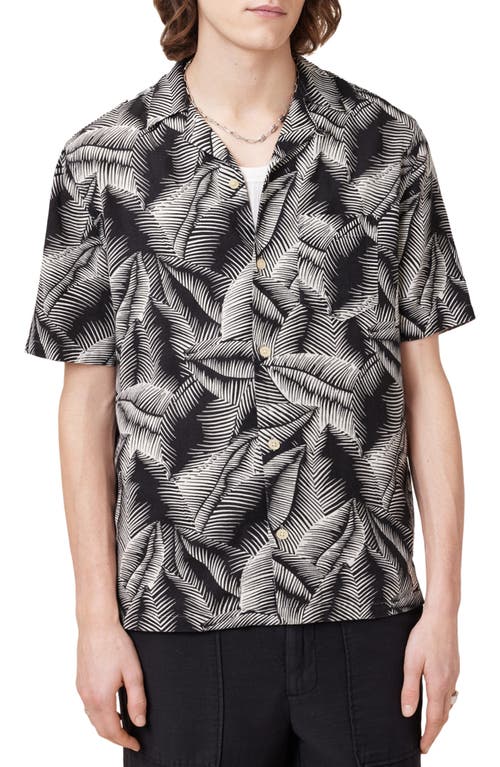 Allsaints Mens Pebblestone Gr Marseille Graphic-print Linen-cotton Shirt In Multi