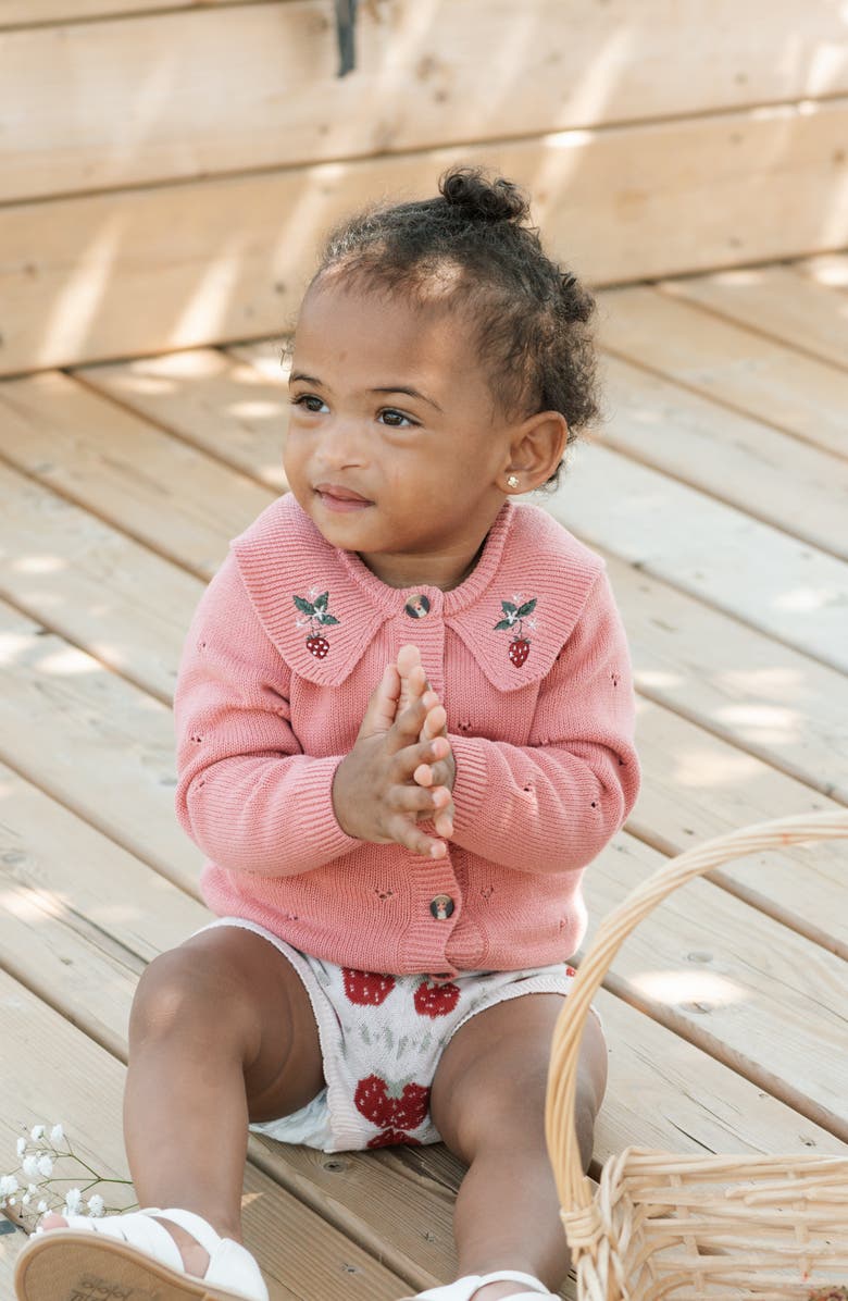 Petit Lem Berry Pointelle Knit Cardigan, Alternate, color, Pink