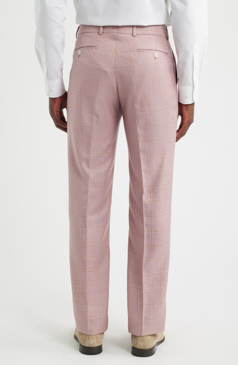 Berle Flat Front Check Wool & Linen Blend Dress Pants, Alternate, color, Pink