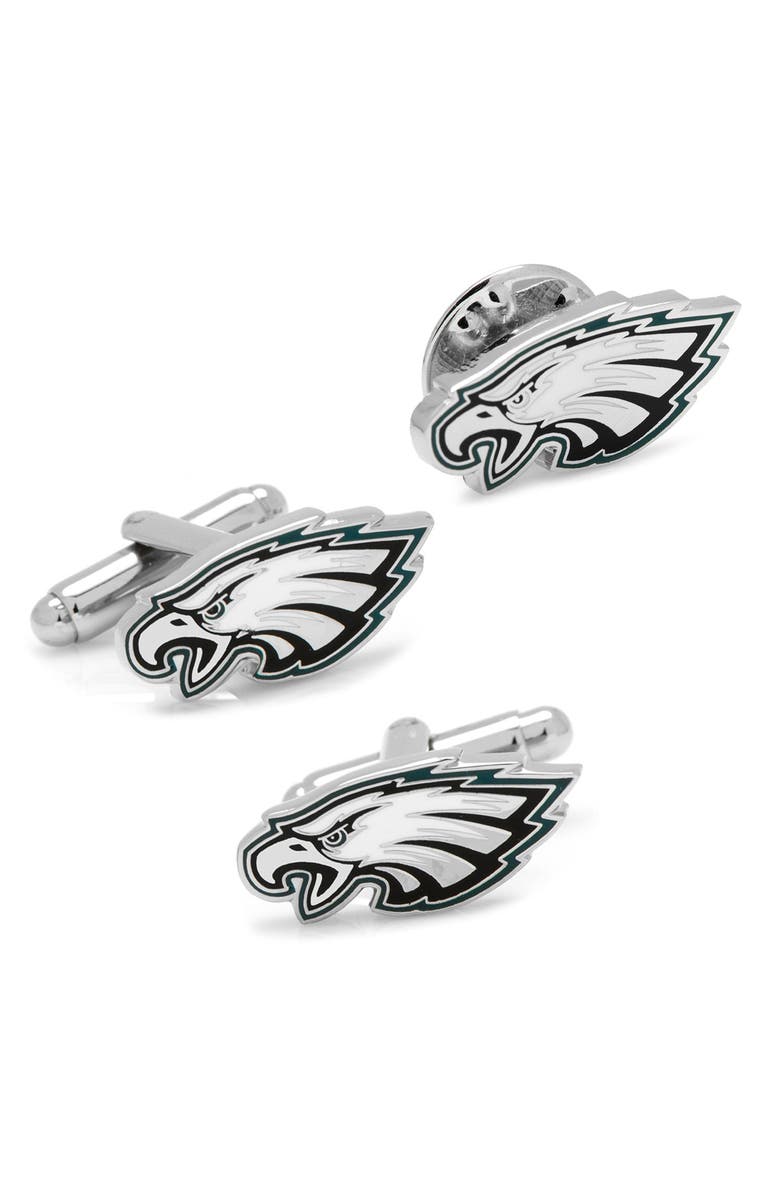 Cufflinks, Inc. NFL Philadelphia Eagles Cuff Links & Lapel Pin Gift Set, Main, color, Silver Multi