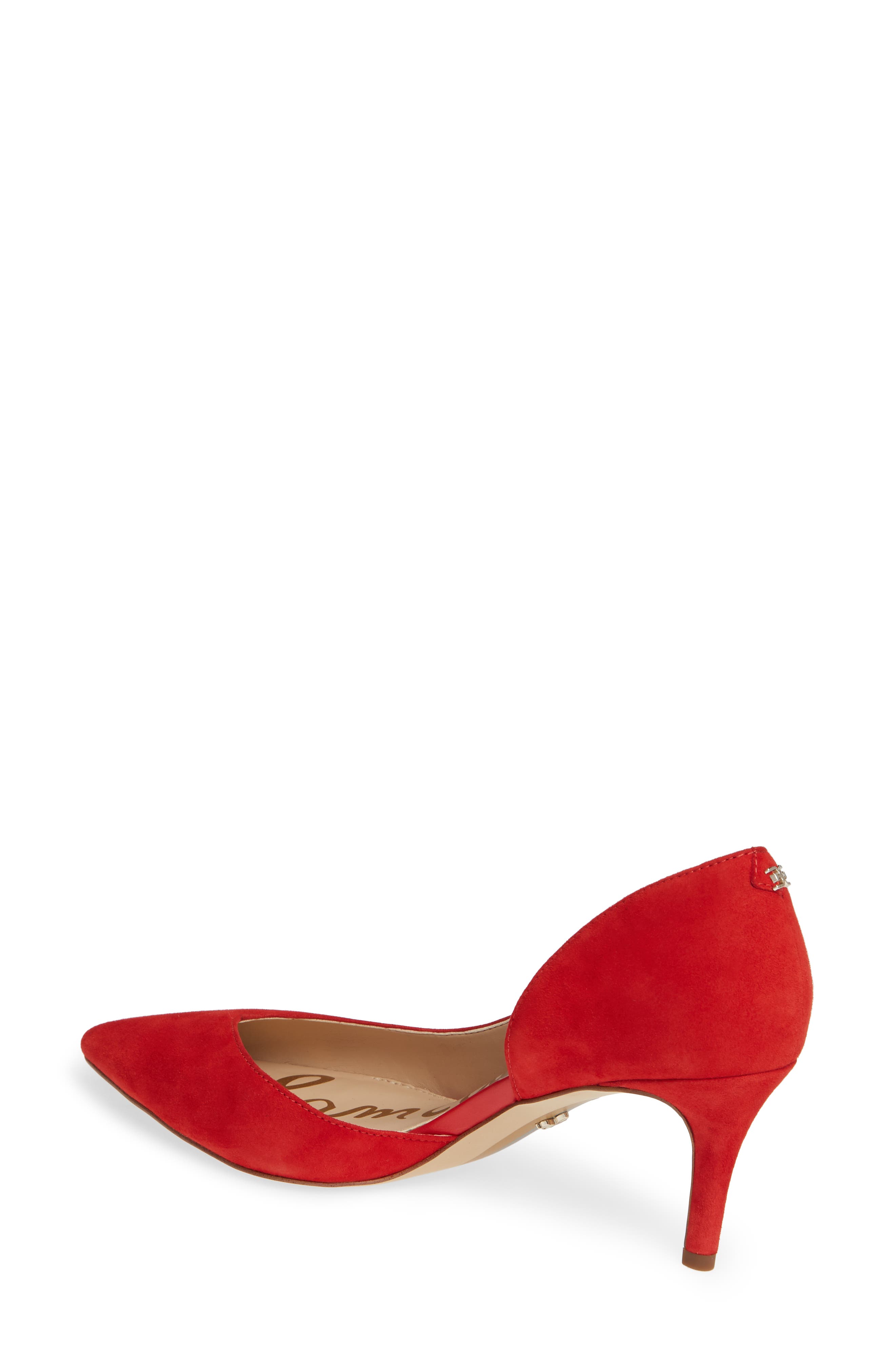 Jari Half d'Orsay Pump, Alternate, color, LIPSTICK RED SUEDE