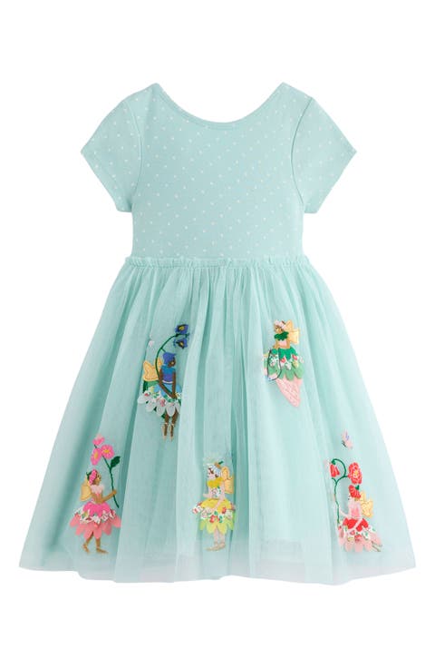 Kids' Appliqué Jersey & Tulle Dress (Toddler, Little Kid & Big Kid)