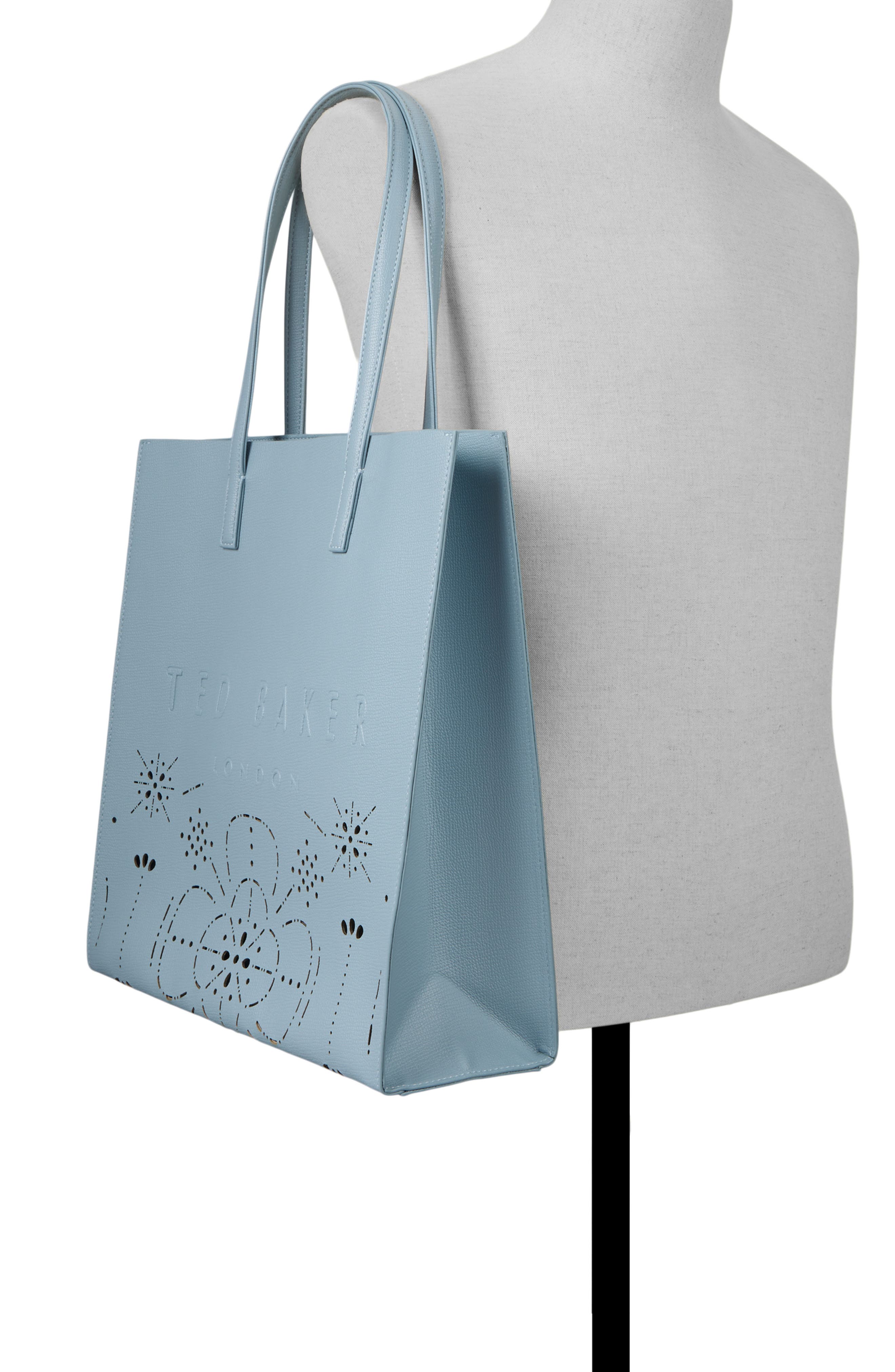 Soocon Faux Leather Tote, Alternate, color, SLATE BLUE