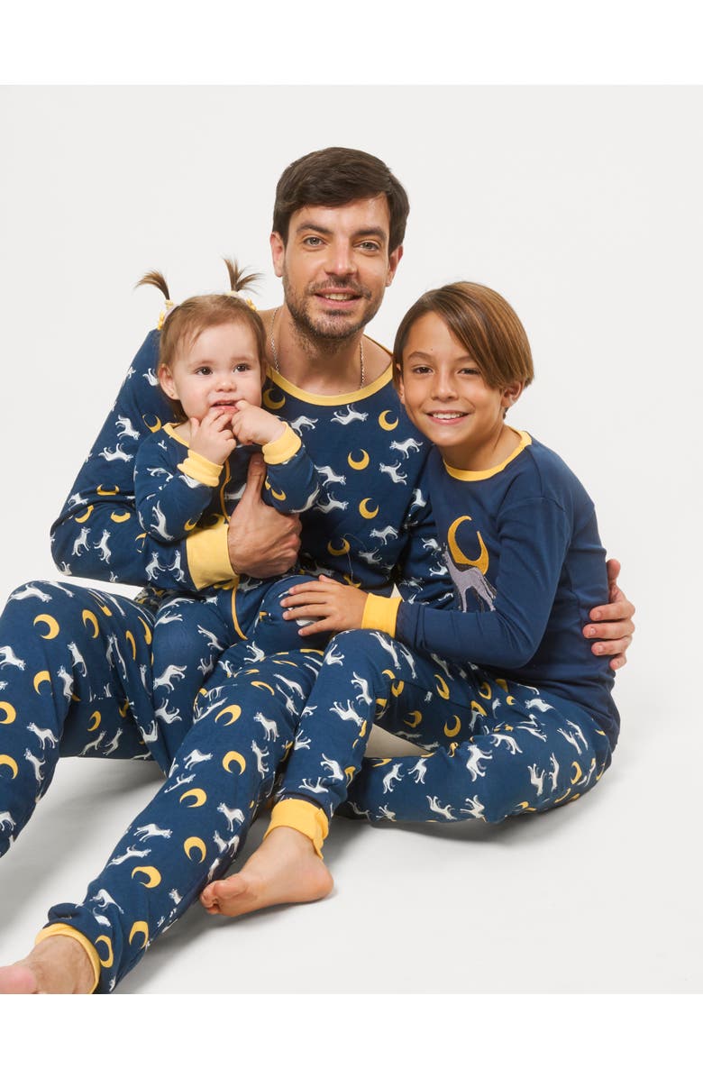 Leveret Kids Footed Printed Cotton Matching Family Pajamas, Animal Kingdom Prints, Alternate, color, Wolf