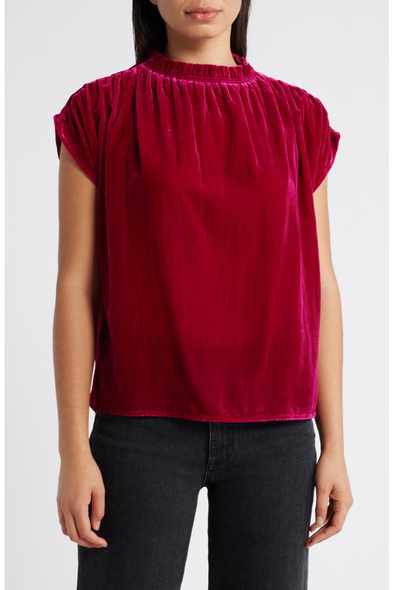 Extended Sleeve Velvet Top, Main, color, RASPBERRY ROSE