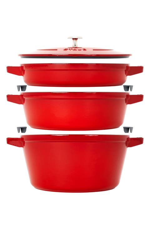 4-Piece Stackable Enameled Cast Iron Cookware Set