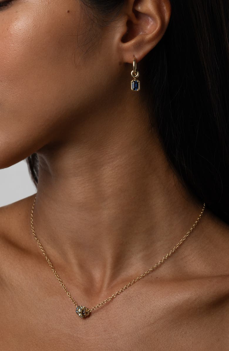 Spinelli Kilcollin Zahra Sapphire Drop Huggie Hoop Earrings, Alternate, color, Yellow Gold/ Blue