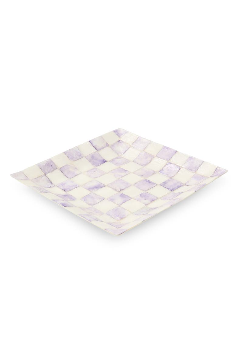 MACKENZIE CHILDS Violet Check Capiz Catchall Tray, Main, color, Violet