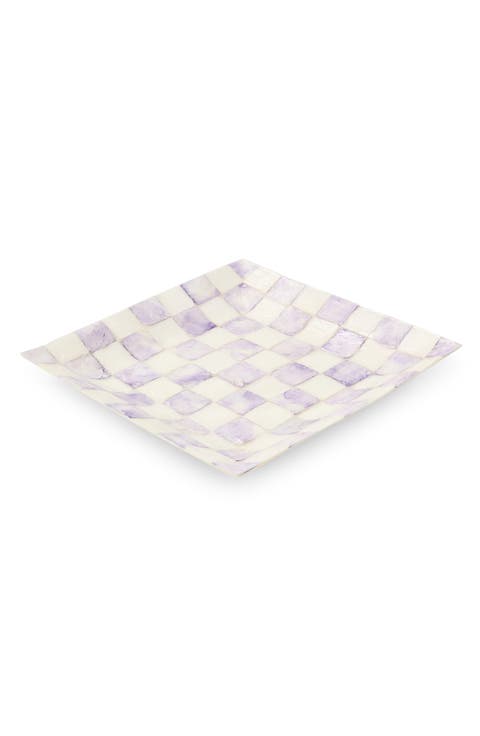 Violet Check Capiz Catchall Tray
