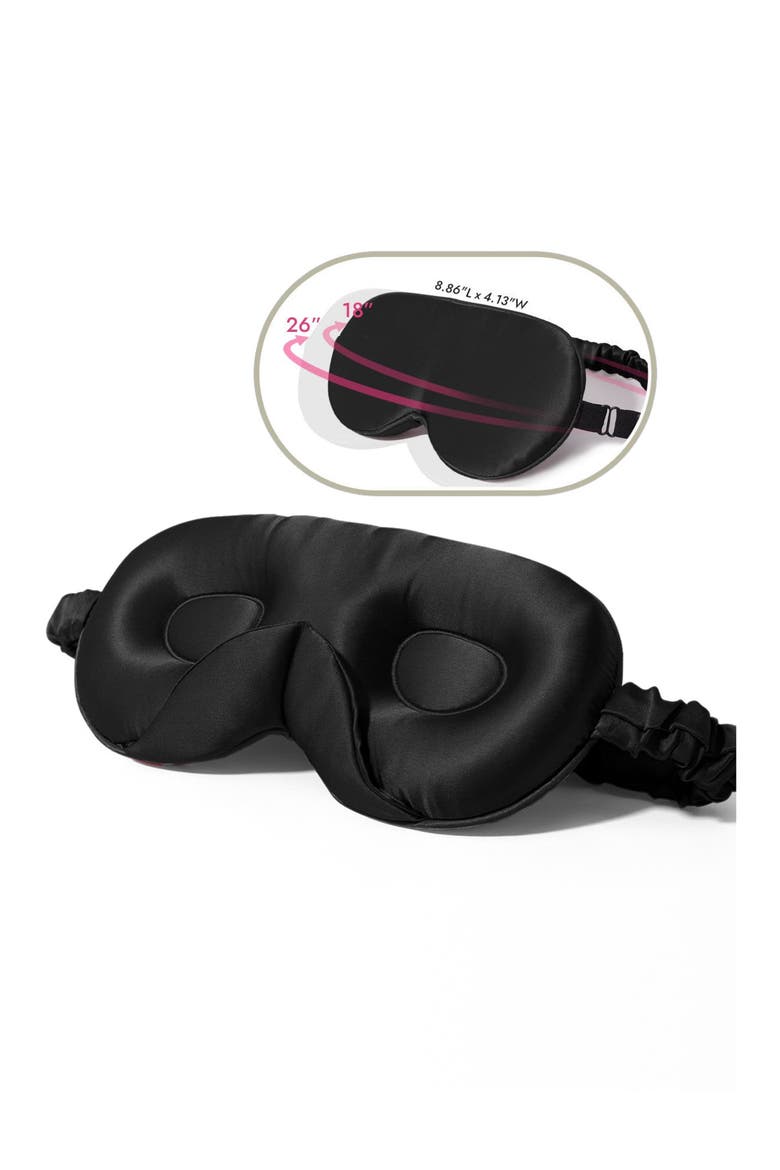 22 Momme Mulberry Silk Upgraded 3D Adjustable Eye Mask, Main, color, Black