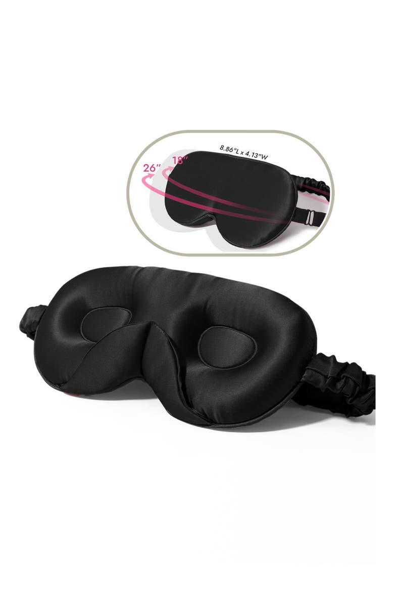 SILKSILKY 22 Momme Mulberry Silk Upgraded 3D Adjustable Eye Mask, Main, color, Black