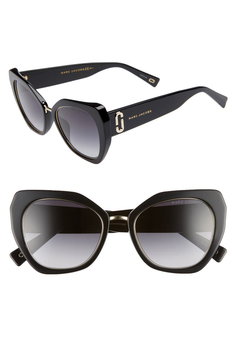 53mm Cat Eye Sunglasses, Main, color, WHITE STRIPE