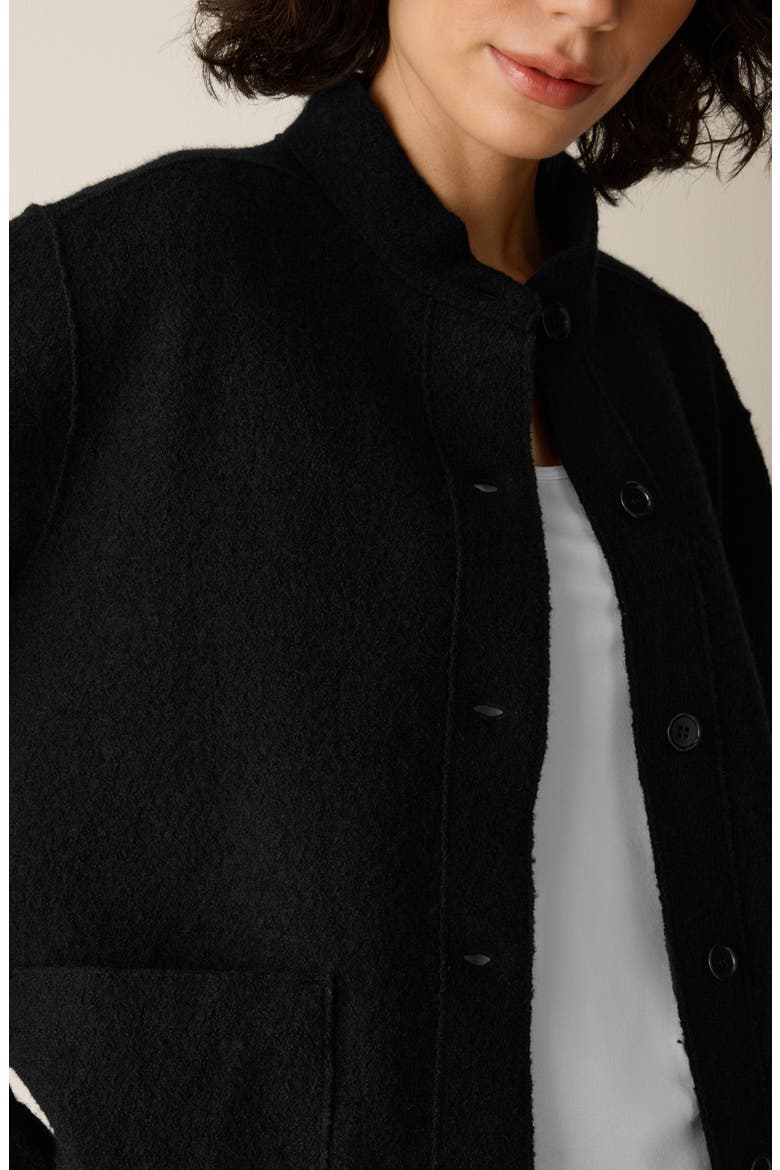 Stand Collar Wool Jacket, Alternate, color, BLACK