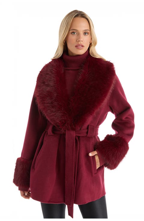 Isabel Faux Fur Trim Coat