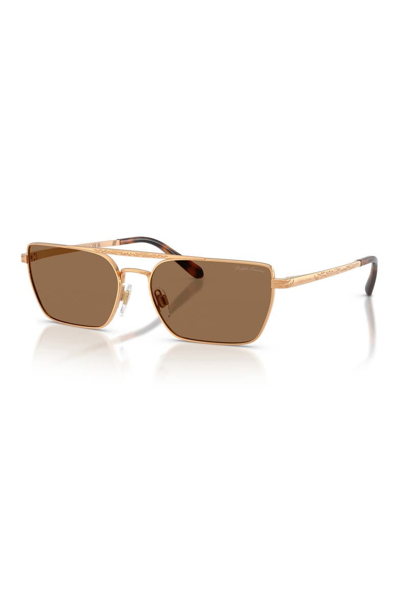 58mm Rectangle Sunglasses, Alternate, color, ANTIQUE GOLD / LIGHT BROWN